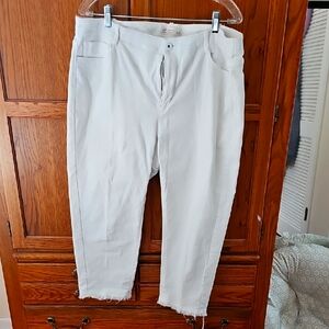 J. Jill White Cropped Pants with Frayed Hem